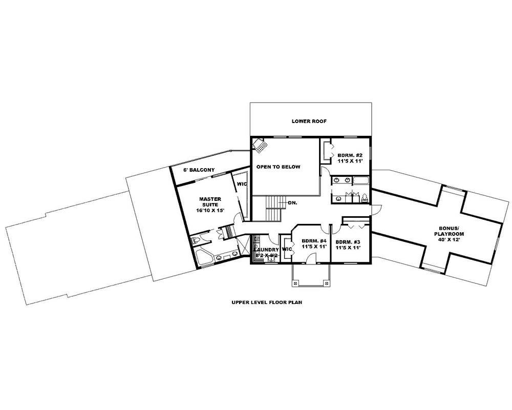Floor Plan Second Story of Craftsman Plan #132-1622