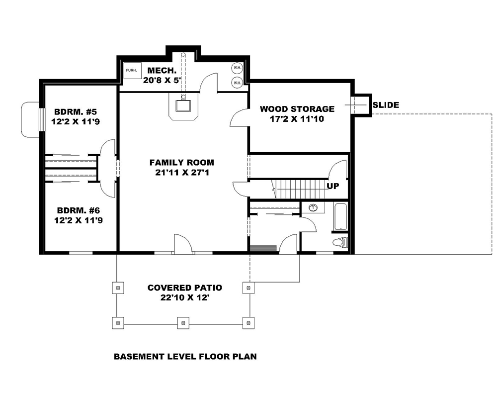 Floor Plan Basement of Modern Plan #132-1631