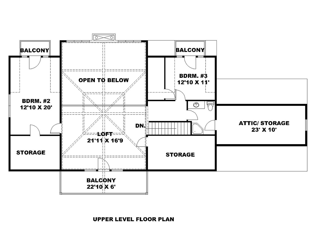 Floor Plan Second Story of Modern Plan #132-1631