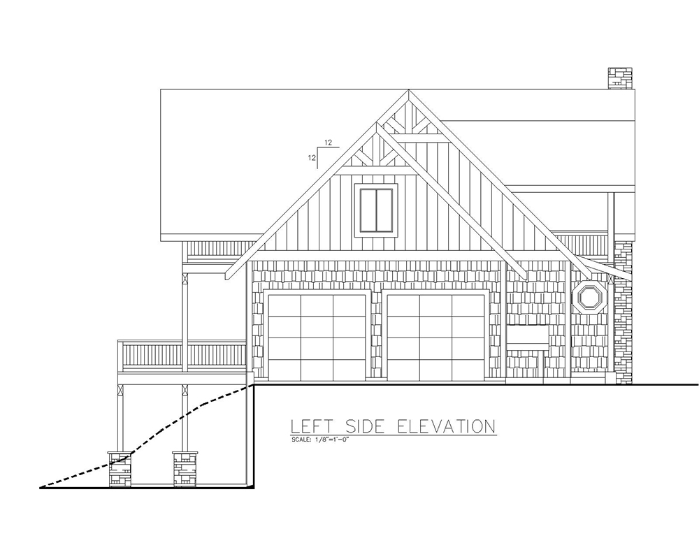 Home Plan Left Elevation of this 6-Bedroom,5039 Sq Ft Plan -132-1631
