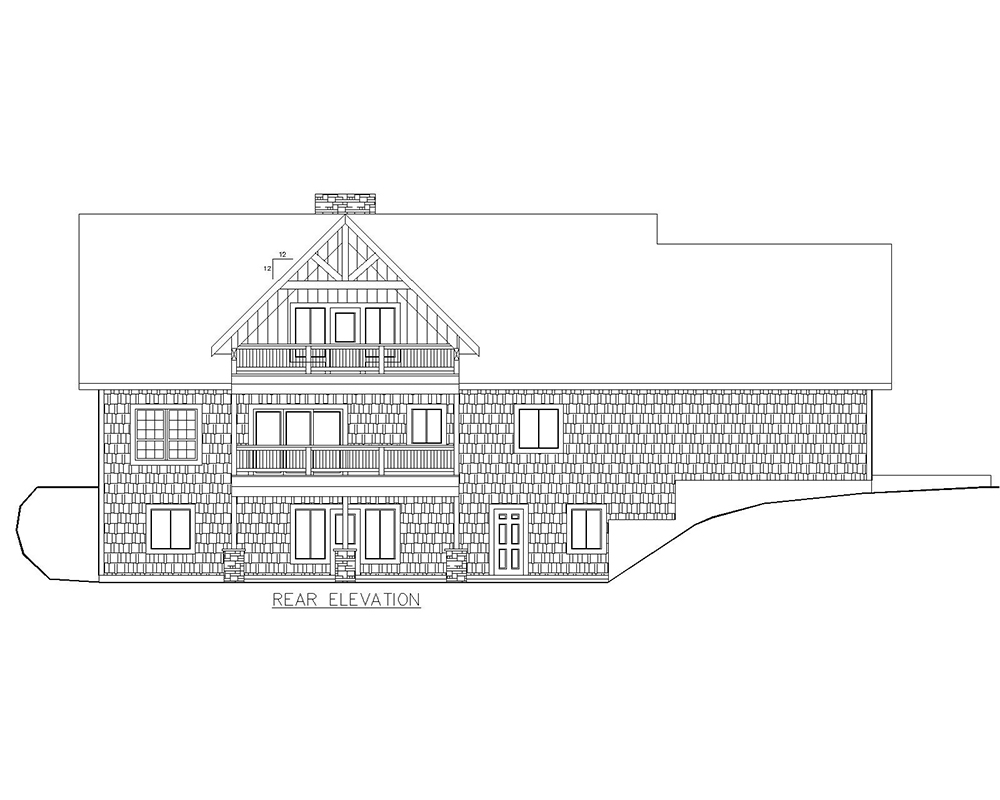 Home Plan Rear Elevation of this 6-Bedroom,5039 Sq Ft Plan -132-1631