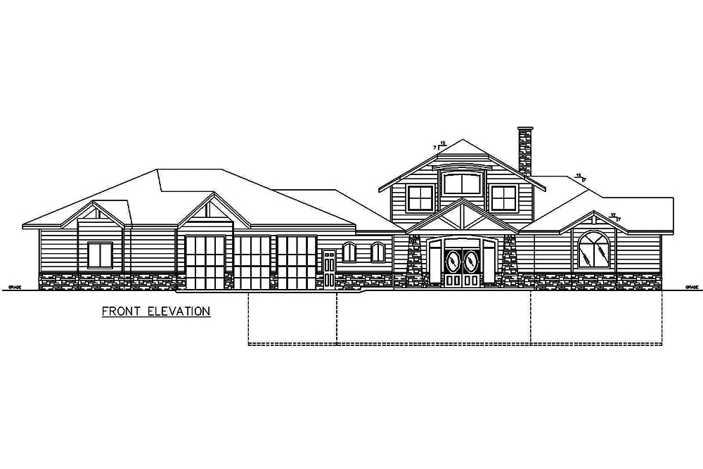 Home Plan Front Elevation of this 4-Bedroom,4592 Sq Ft Plan -132-1632