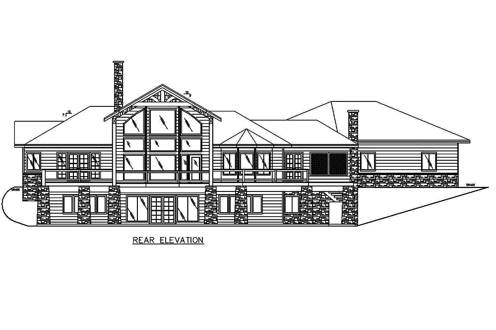 Home Plan Rear Elevation of this 4-Bedroom,4592 Sq Ft Plan -132-1632