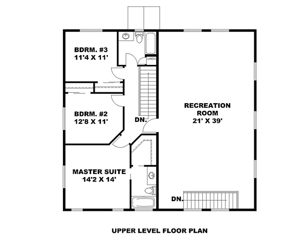 Floor Plan Second Story of Cottage Plan #132-1636