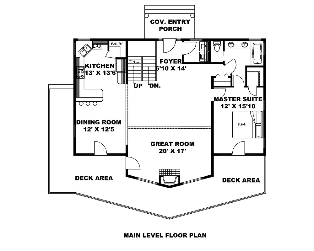 Floor Plan First Story of Southern Plan #132-1638