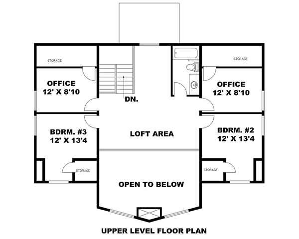 Floor Plan Second Story of Southern Plan #132-1638