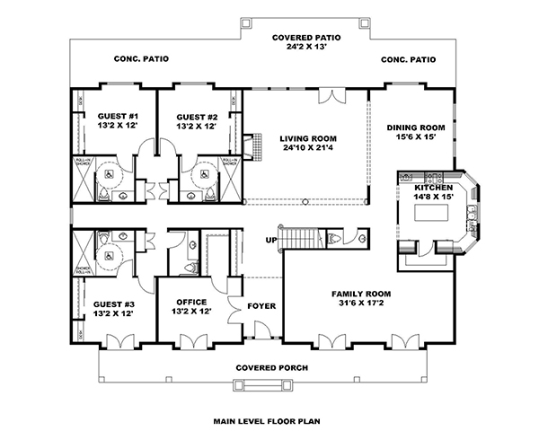 7 Bedrm 5000  Sq  Ft  Traditional House  Plan  132 1639