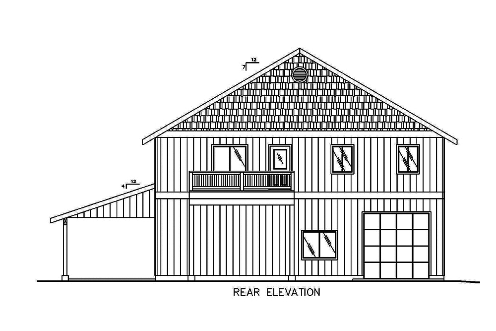 Home Plan Rear Elevation of this 3-Bedroom,2758 Sq Ft Plan -132-1640