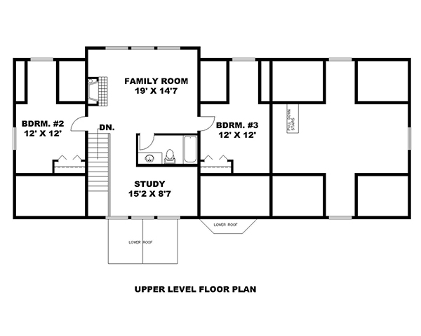 Floor Plan Second Story of Southern Plan #132-1643