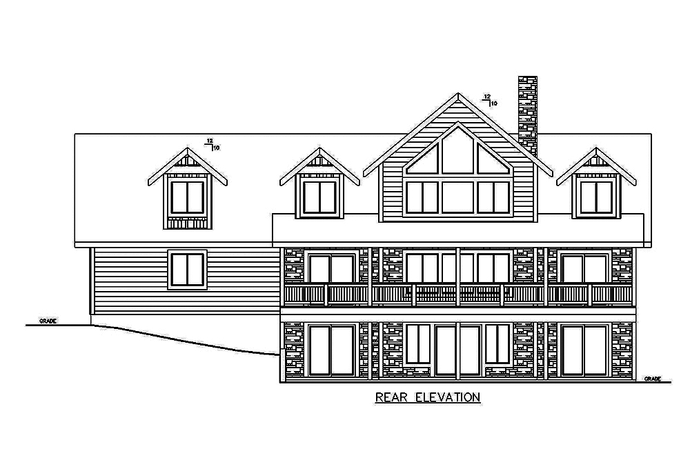 Home Plan Rear Elevation of this 3-Bedroom,4036 Sq Ft Plan -132-1643