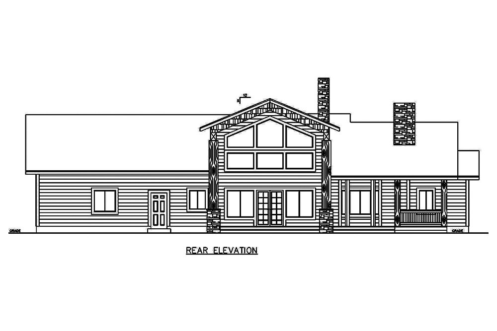 Home Plan Rear Elevation of this 1-Bedroom,1784 Sq Ft Plan -132-1646