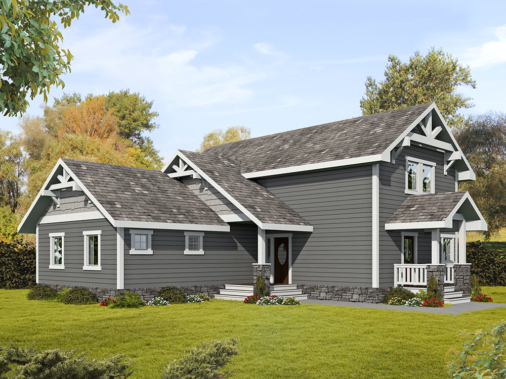 Front Elevation of this Craftsman House (#132-1647) at The Plan Collection.