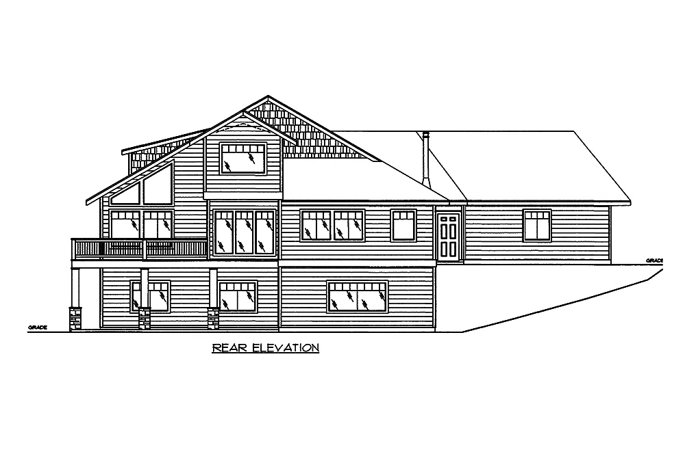 Home Plan Rear Elevation of this 4-Bedroom,4148 Sq Ft Plan -132-1650