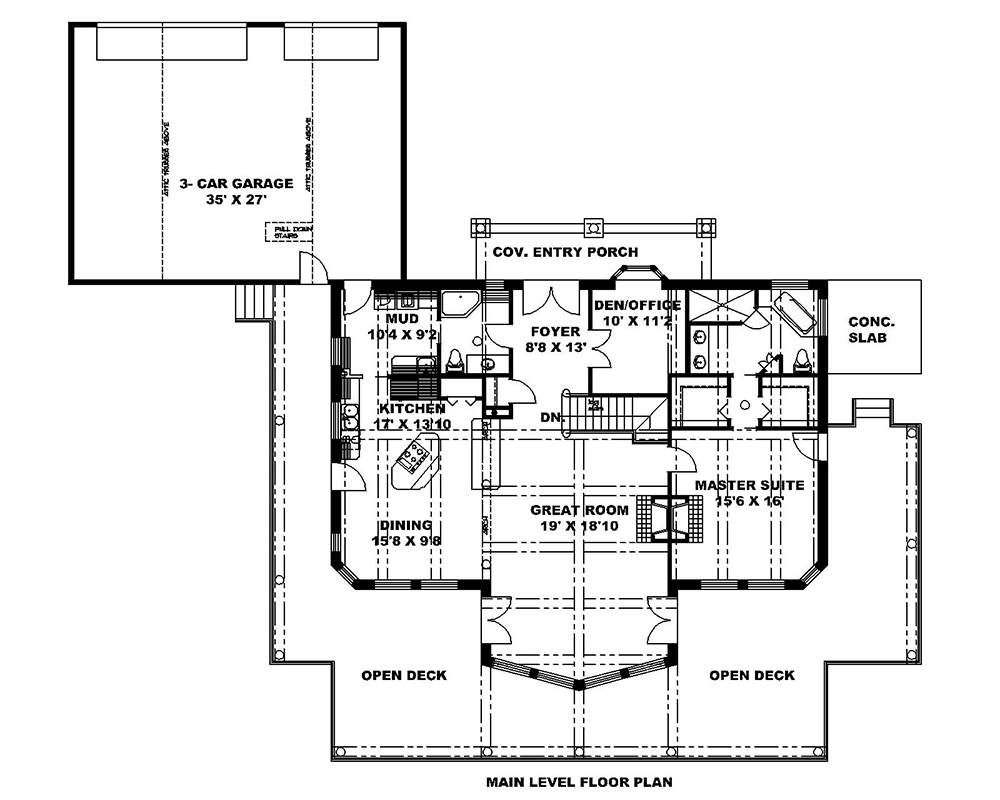 Floor Plan First Story of Cottage Plan #132-1655