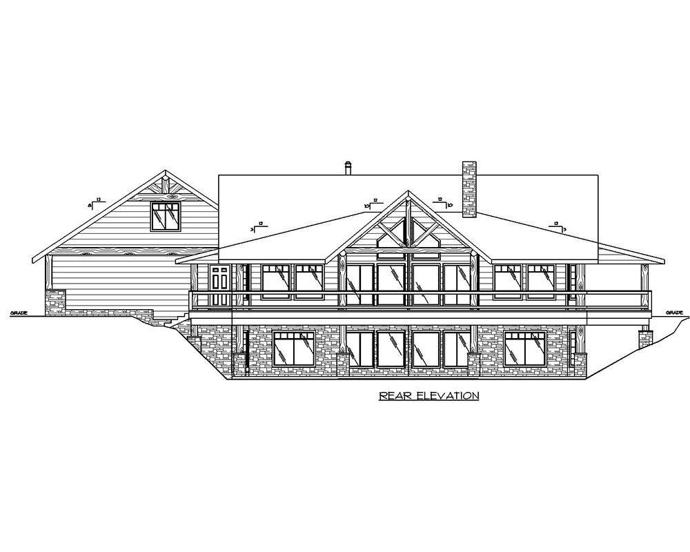 Home Plan Rear Elevation of this 3-Bedroom,3871 Sq Ft Plan -132-1655