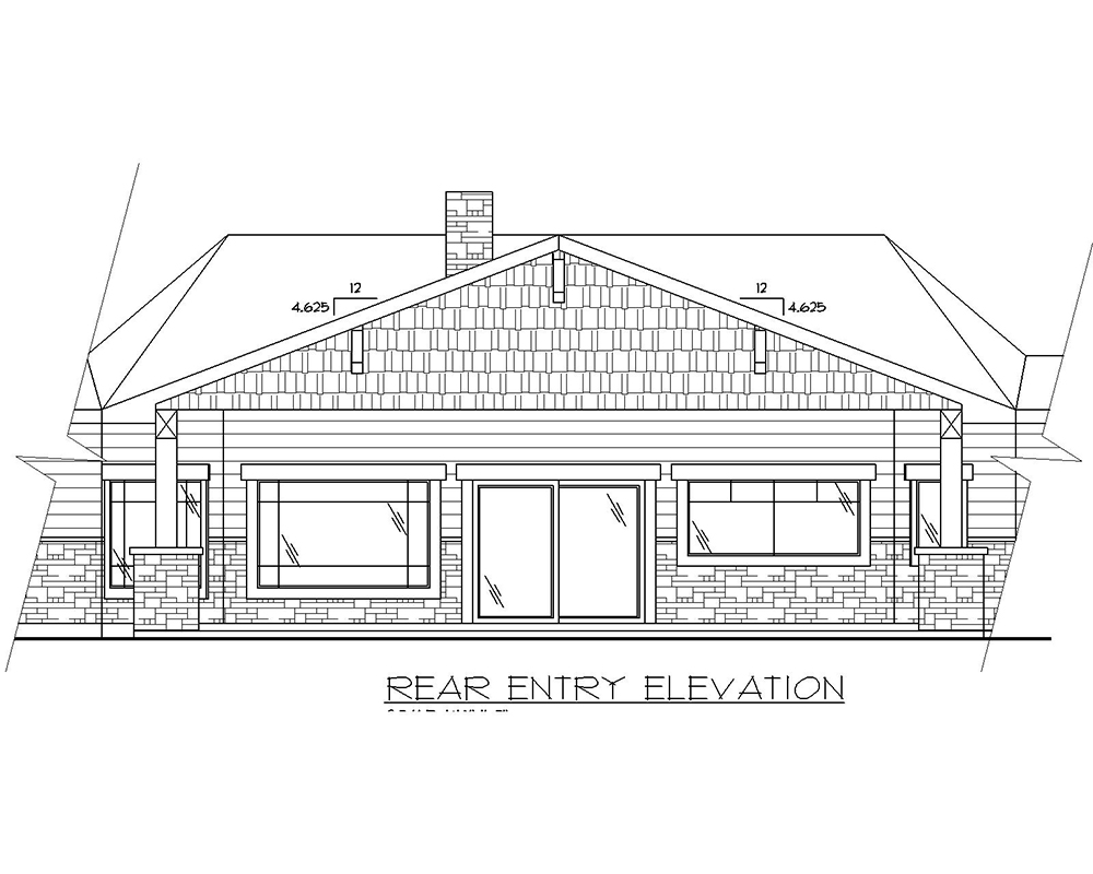 Home Plan Rear Elevation of this 4-Bedroom,3707 Sq Ft Plan -132-1657