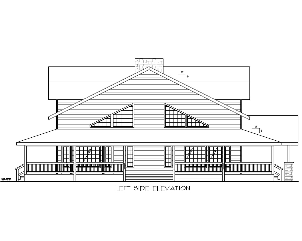 Home Plan Left Elevation of this 3-Bedroom,3727 Sq Ft Plan -132-1658