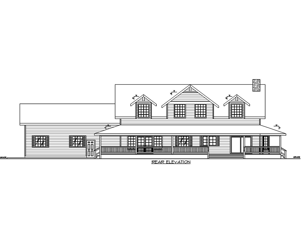 Home Plan Rear Elevation of this 3-Bedroom,3727 Sq Ft Plan -132-1658
