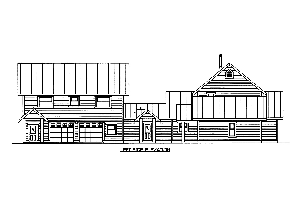 Home Plan Left Elevation of this 5-Bedroom,3678 Sq Ft Plan -132-1669