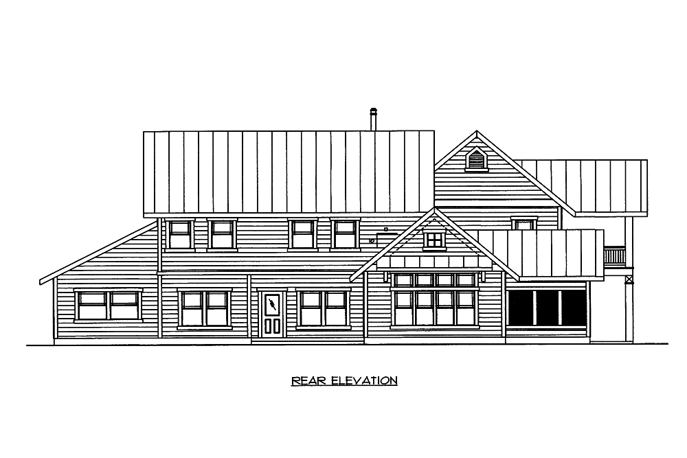 Home Plan Rear Elevation of this 5-Bedroom,3678 Sq Ft Plan -132-1669