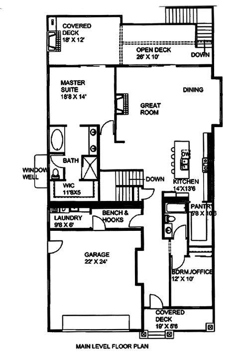 Floor Plan First Story of Cottage Plan #132-1682