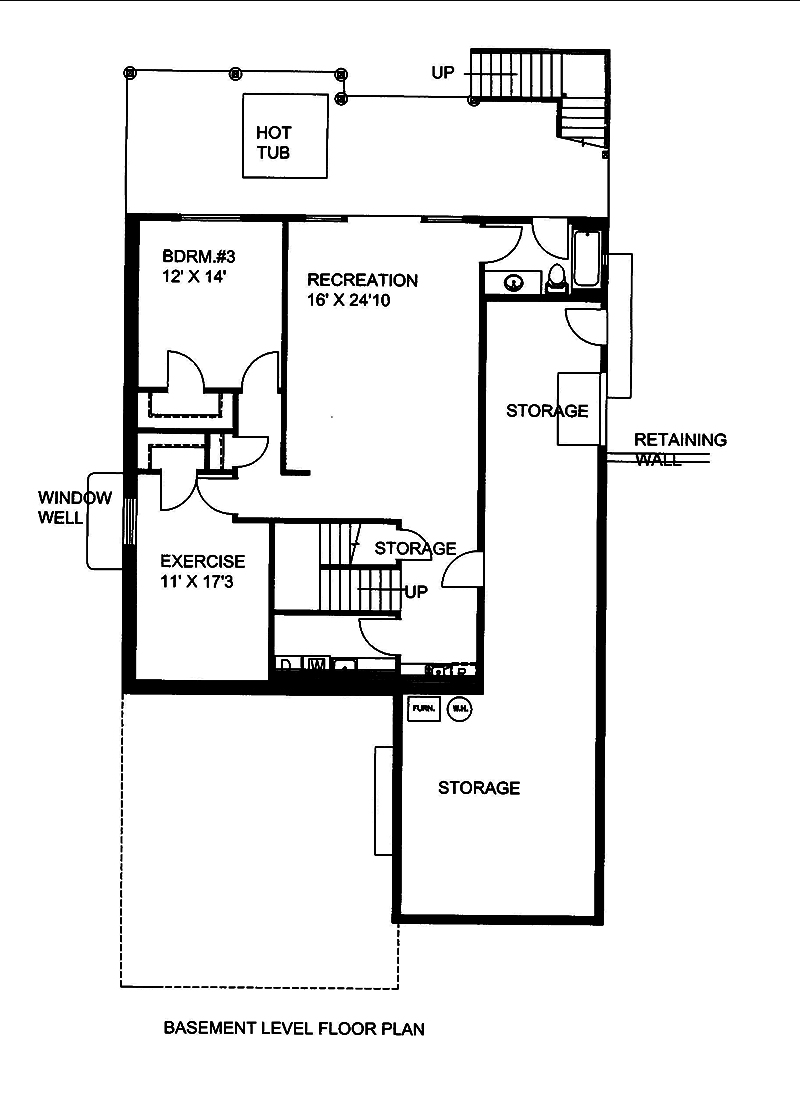 Floor Plan Basement of Cottage Plan #132-1682