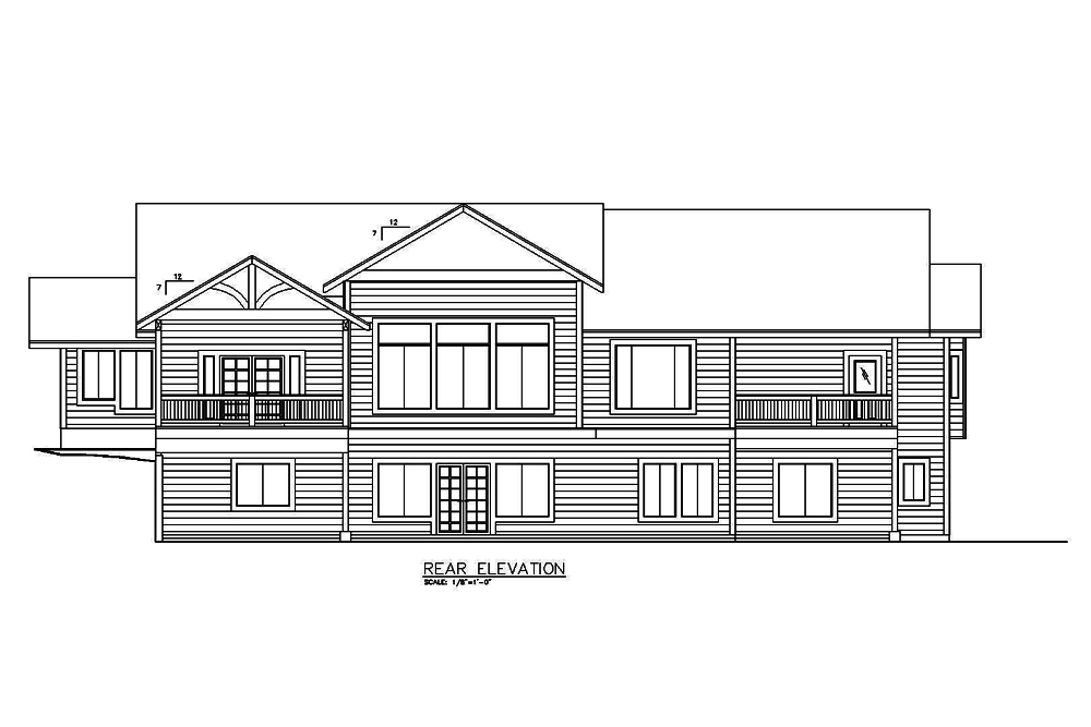 Home Plan Rear Elevation of this 3-Bedroom,2342 Sq Ft Plan -132-1683