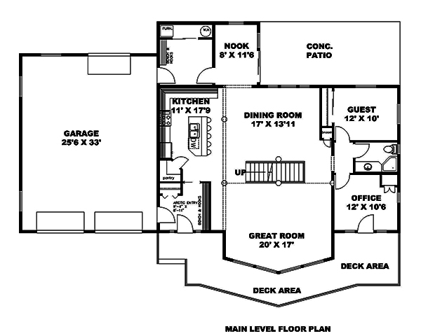 Floor Plan First Story of Craftsman Plan #132-1685