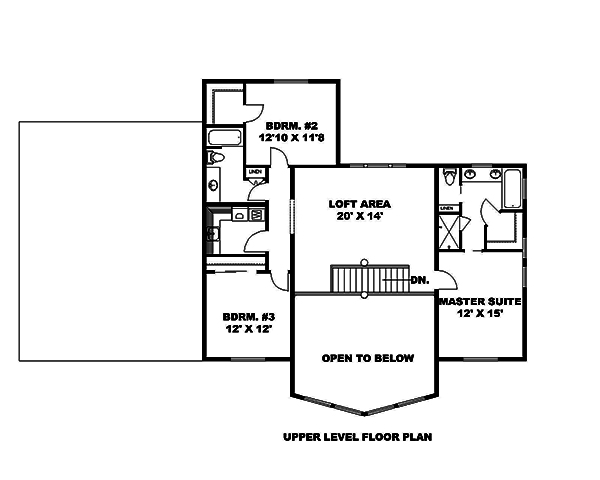 Floor Plan Second Story of Craftsman Plan #132-1685