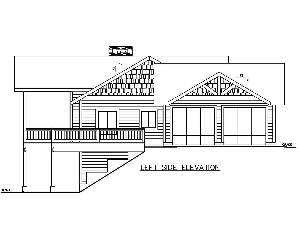 Home Plan Left Elevation of this 4-Bedroom,3000 Sq Ft Plan -132-1689