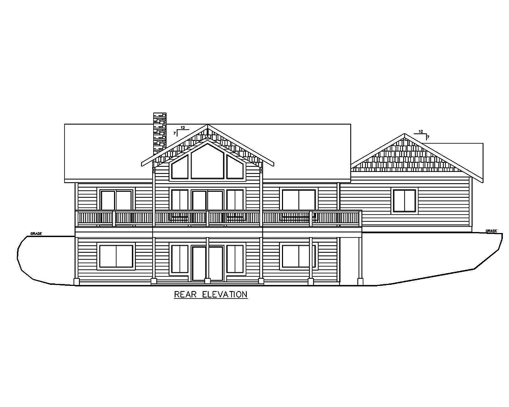 Home Plan Rear Elevation of this 4-Bedroom,3000 Sq Ft Plan -132-1689