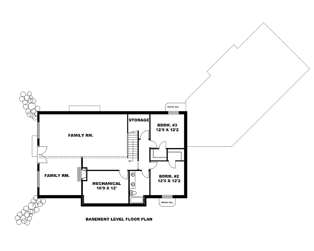 Floor Plan Basement of Country Plan #132-1692