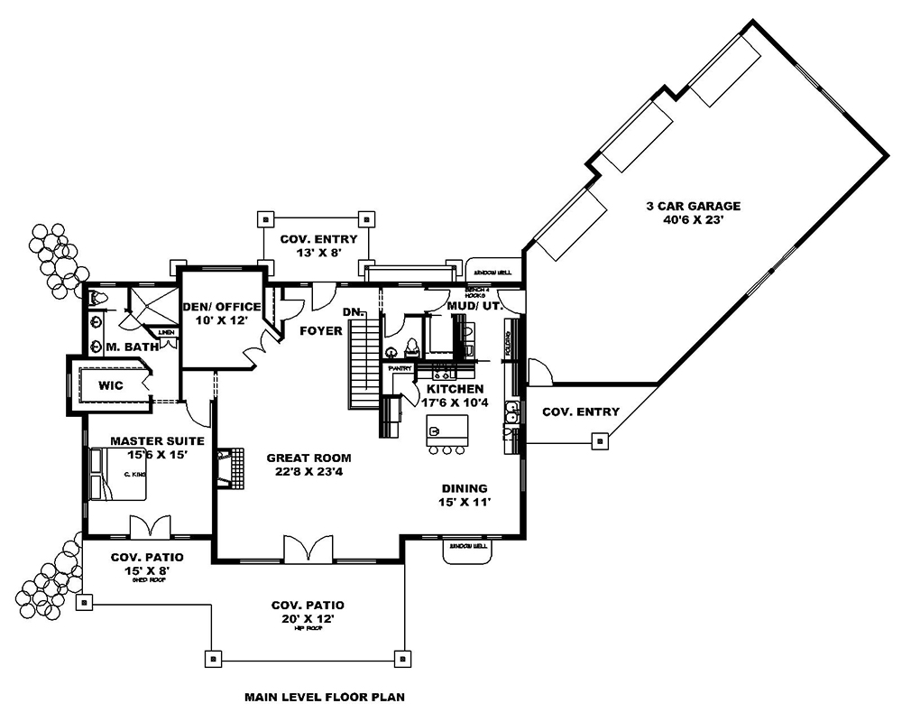 Floor Plan First Story of Country Plan #132-1692