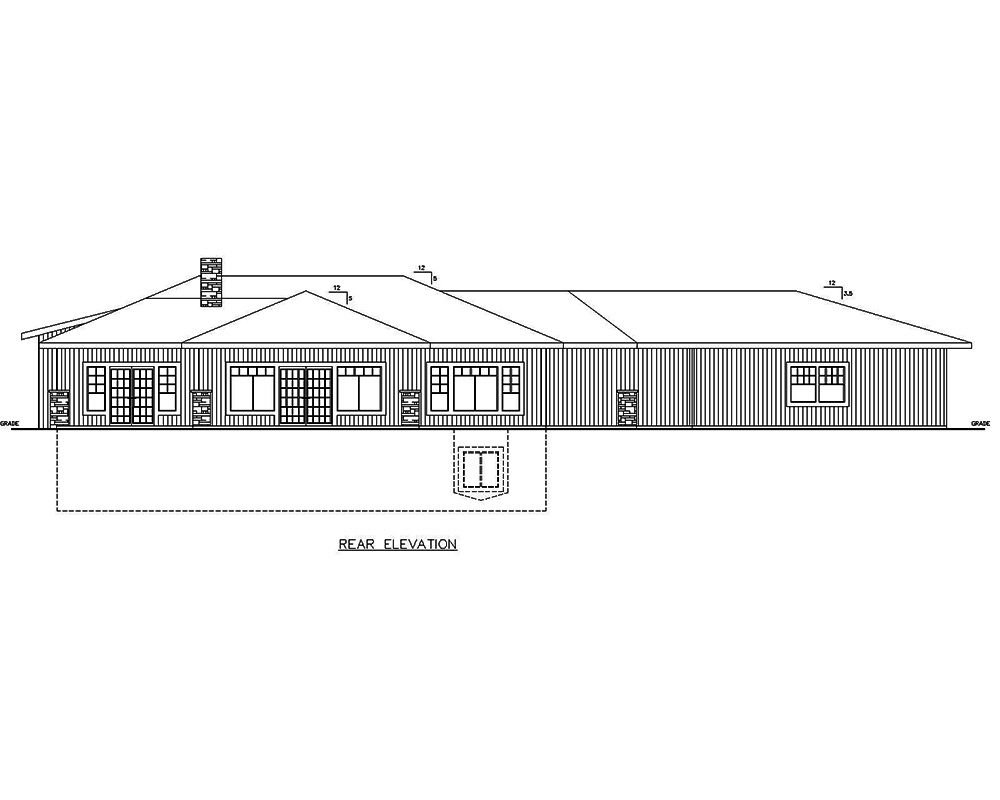 Home Plan Rear Elevation of this 3-Bedroom,3702 Sq Ft Plan -132-1692