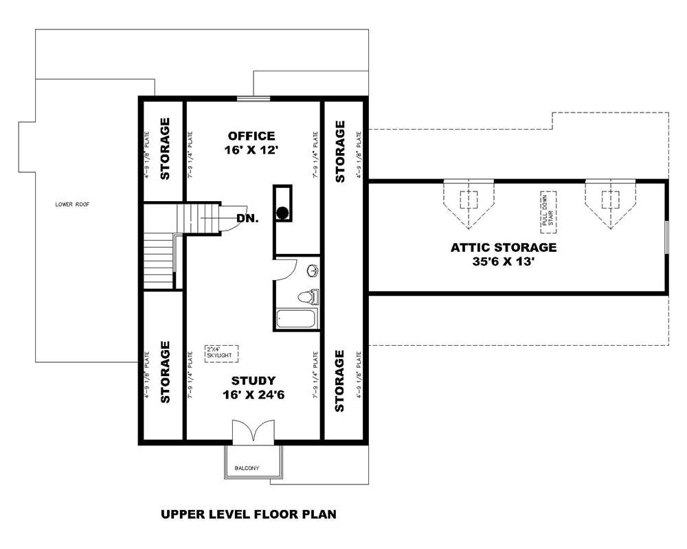 Floor Plan Second Story of Craftsman Plan #132-1693
