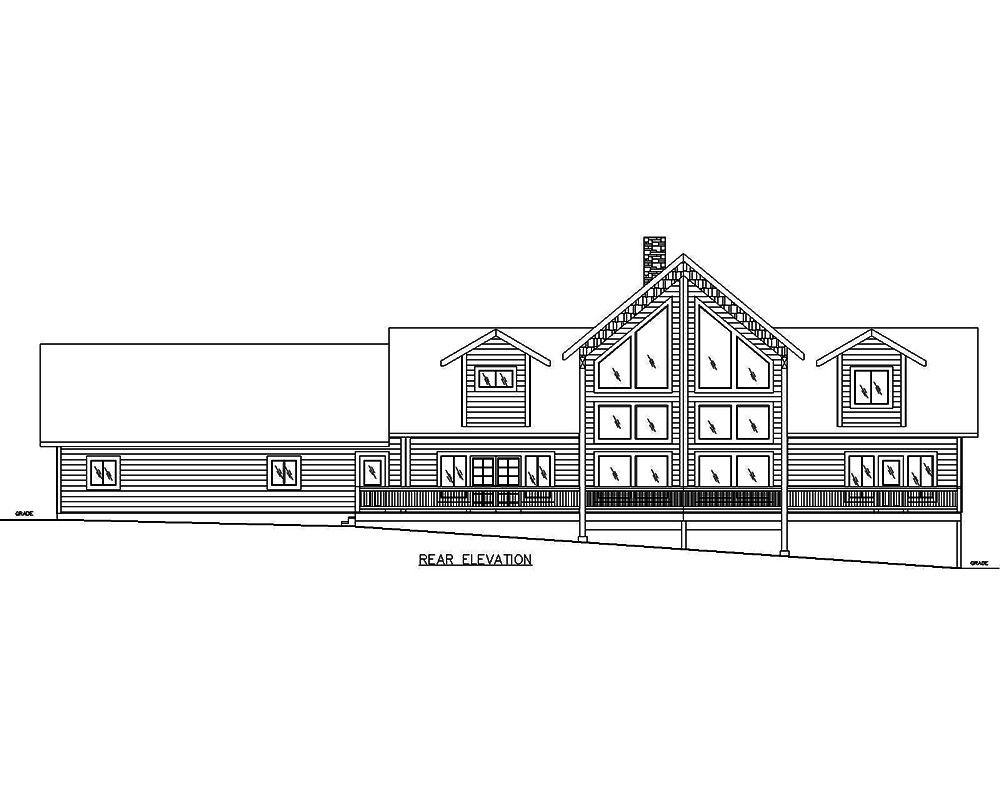 Home Plan Rear Elevation of this 3-Bedroom,3491 Sq Ft Plan -132-1696