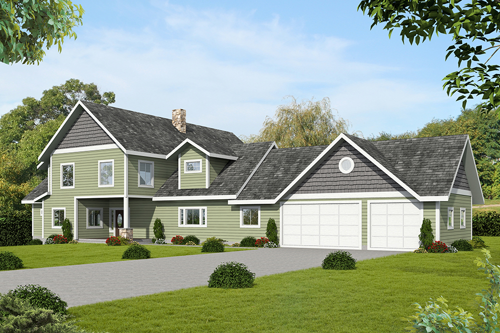 Front Elevation of this Country House (#132-1696) at The Plan Collection.