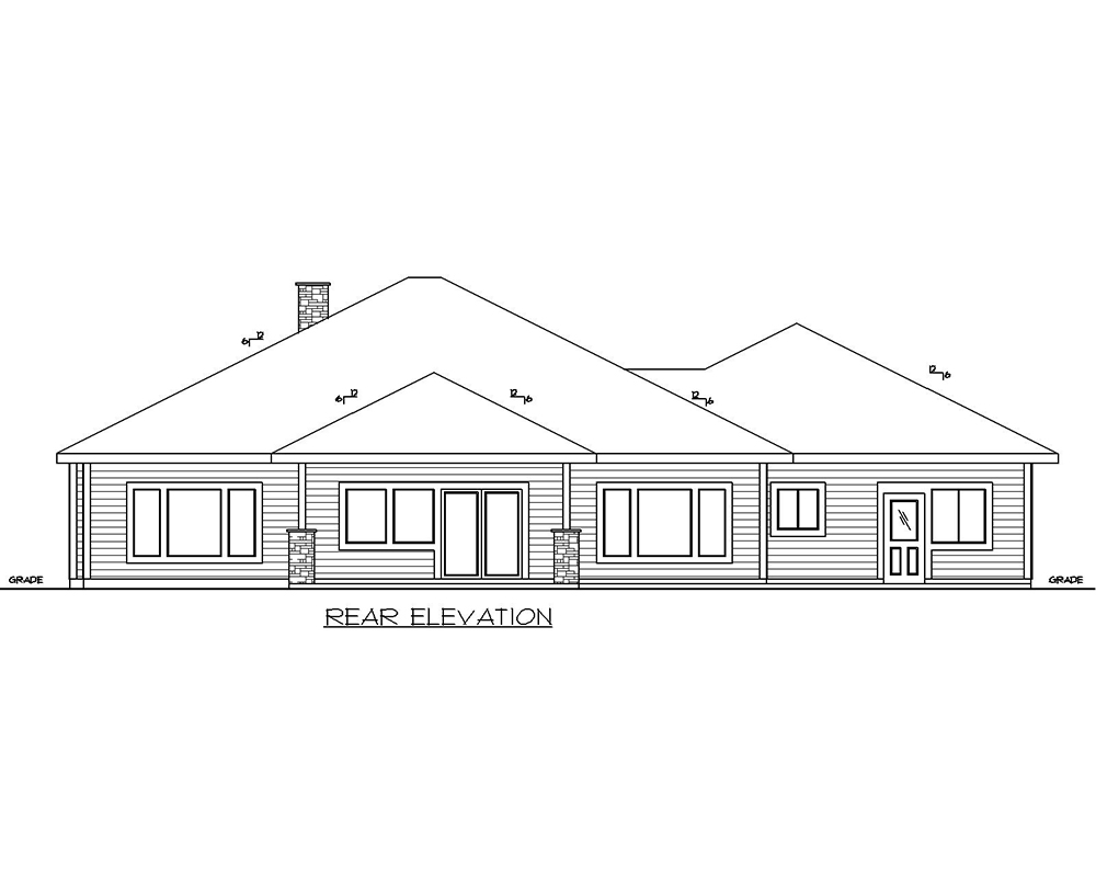 Home Plan Rear Elevation of this 3-Bedroom,2242 Sq Ft Plan -132-1704