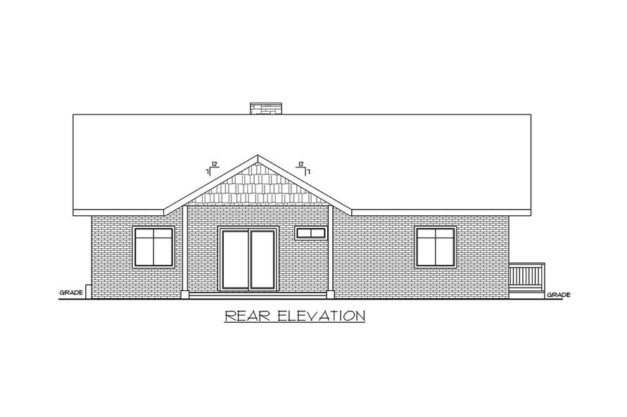 Home Plan Rear Elevation of this 3-Bedroom,1694 Sq Ft Plan -132-1705