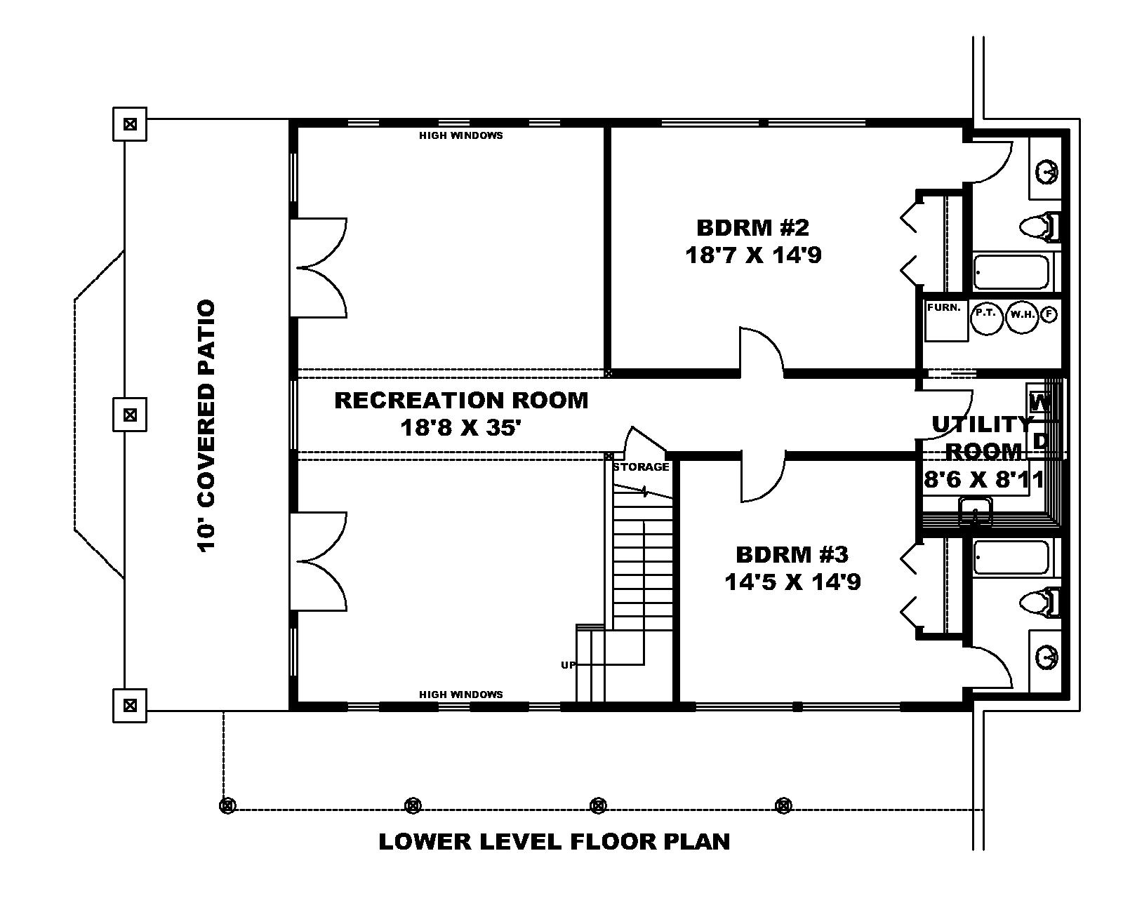 Basement of Log Cabin Plan #132-1709