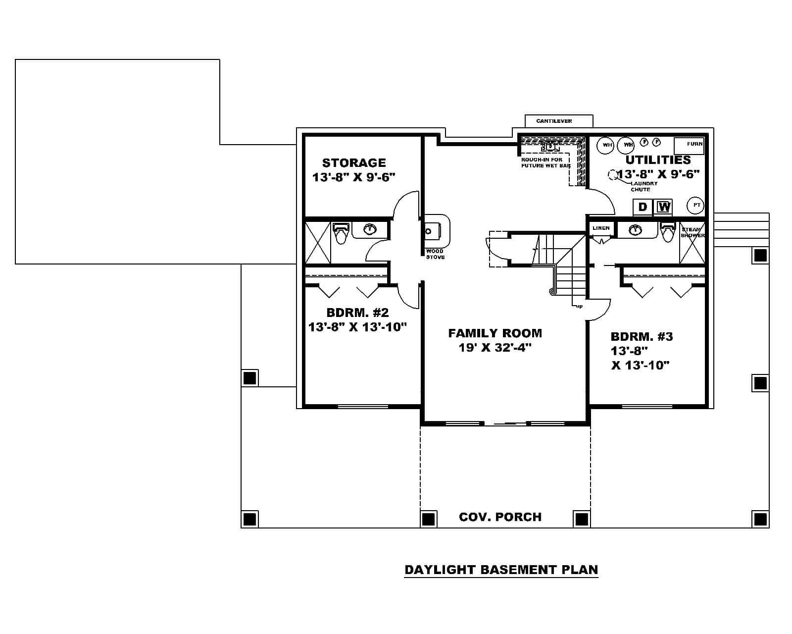 Basement of Farmhouse Plan #132-1710