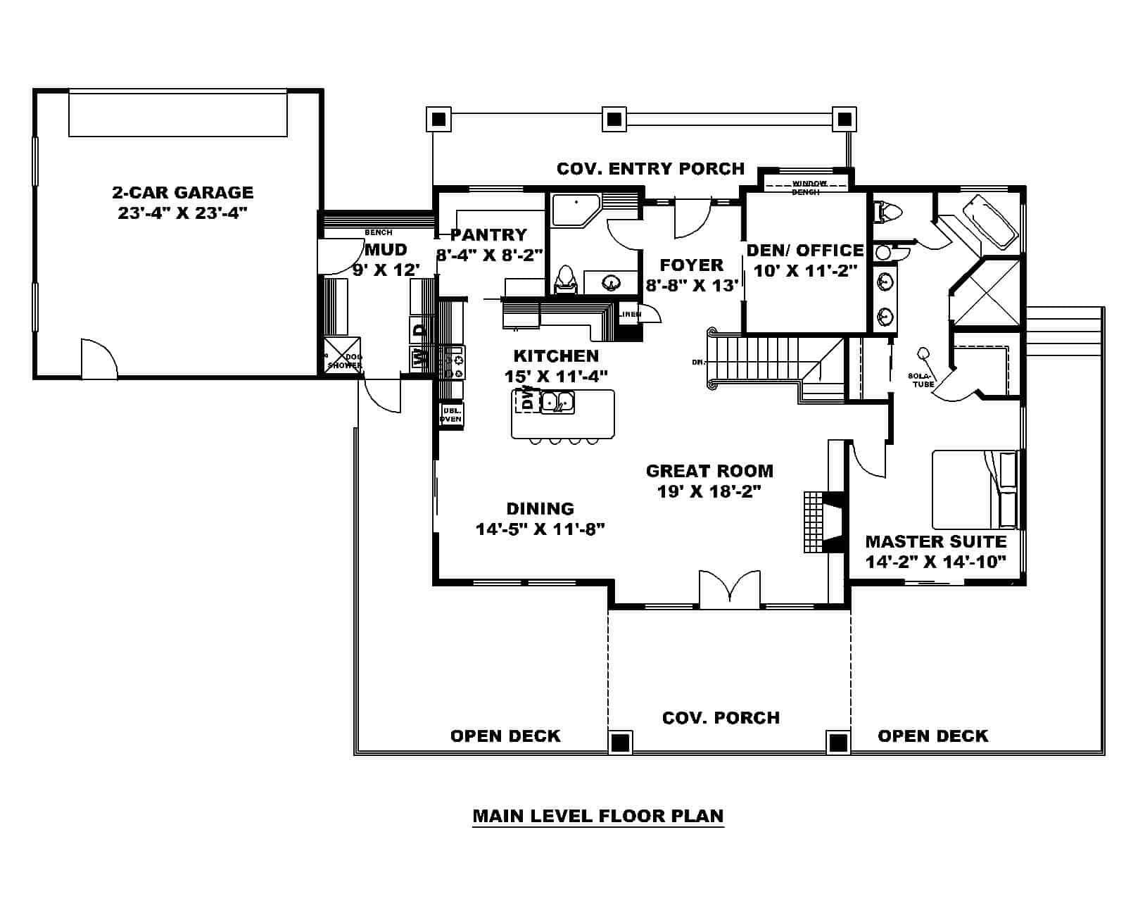 Main Level of Farmhouse Plan #132-1710