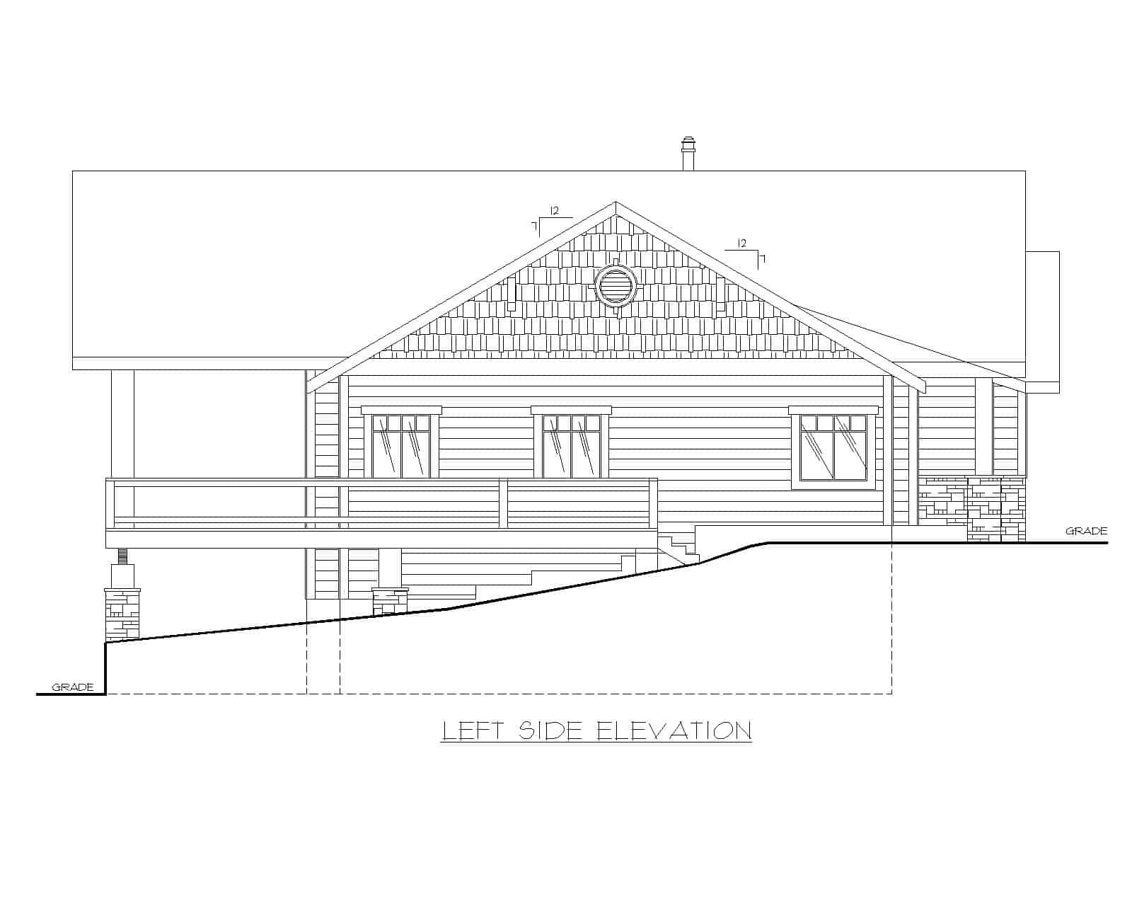 Home Plan Left Elevation of this 3-Bedroom,3443 Sq Ft Plan -132-1710