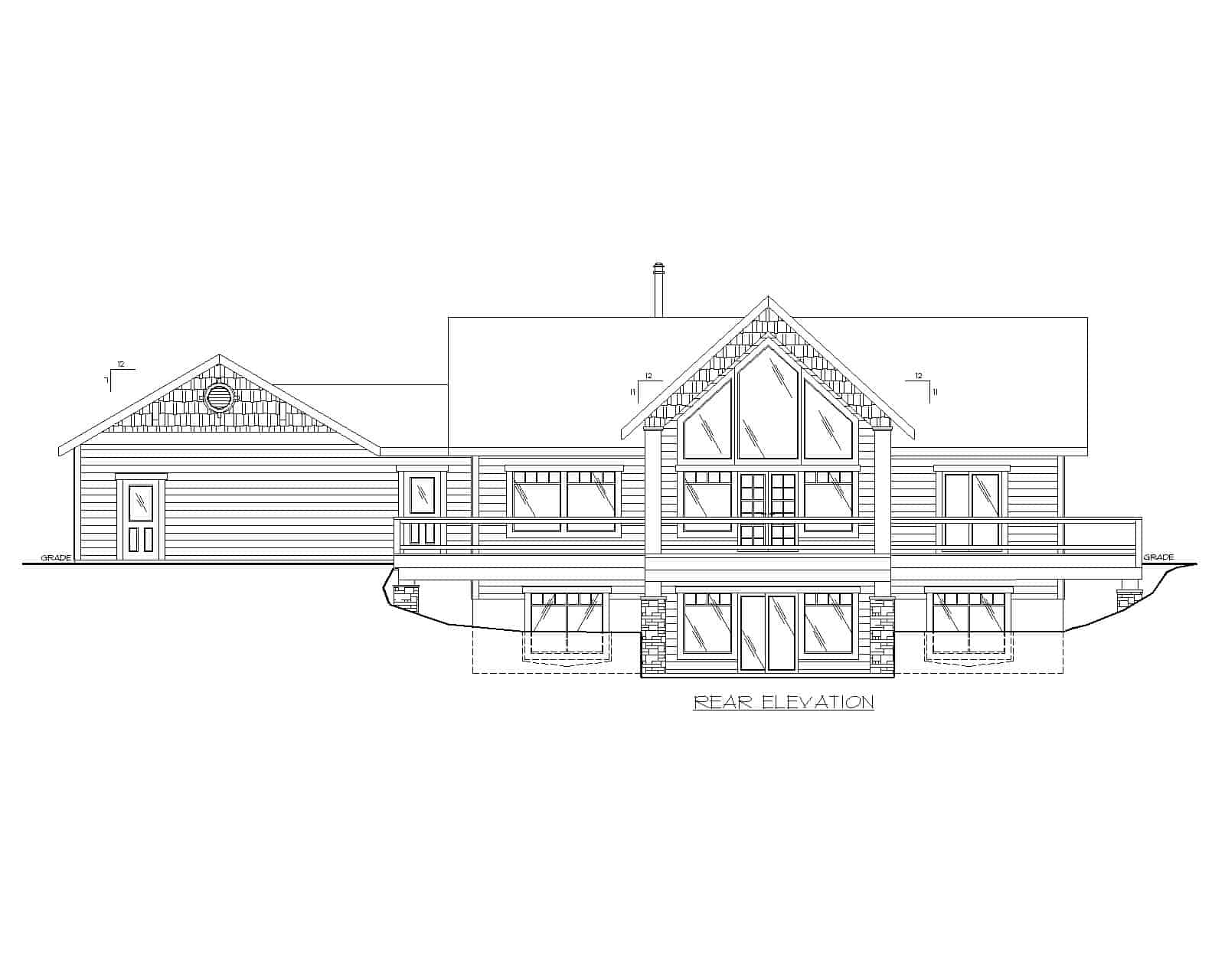 Home Plan Rear Elevation of this 3-Bedroom,3443 Sq Ft Plan -132-1710