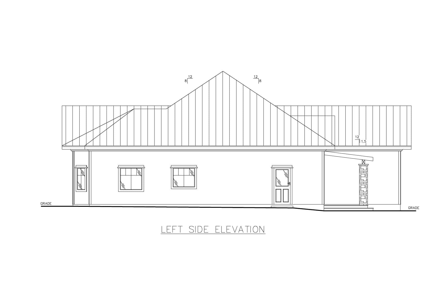 Home Plan Left Elevation of this 3-Bedroom,2529 Sq Ft Plan -132-1712