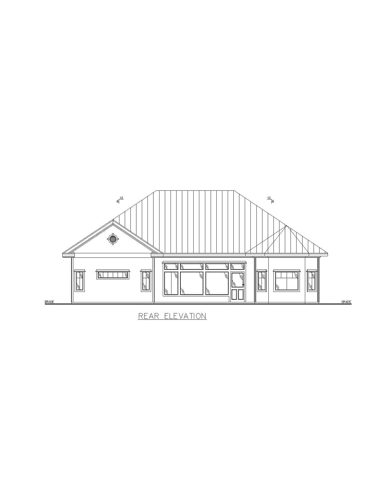 Home Plan Rear Elevation of this 3-Bedroom,2529 Sq Ft Plan -132-1712