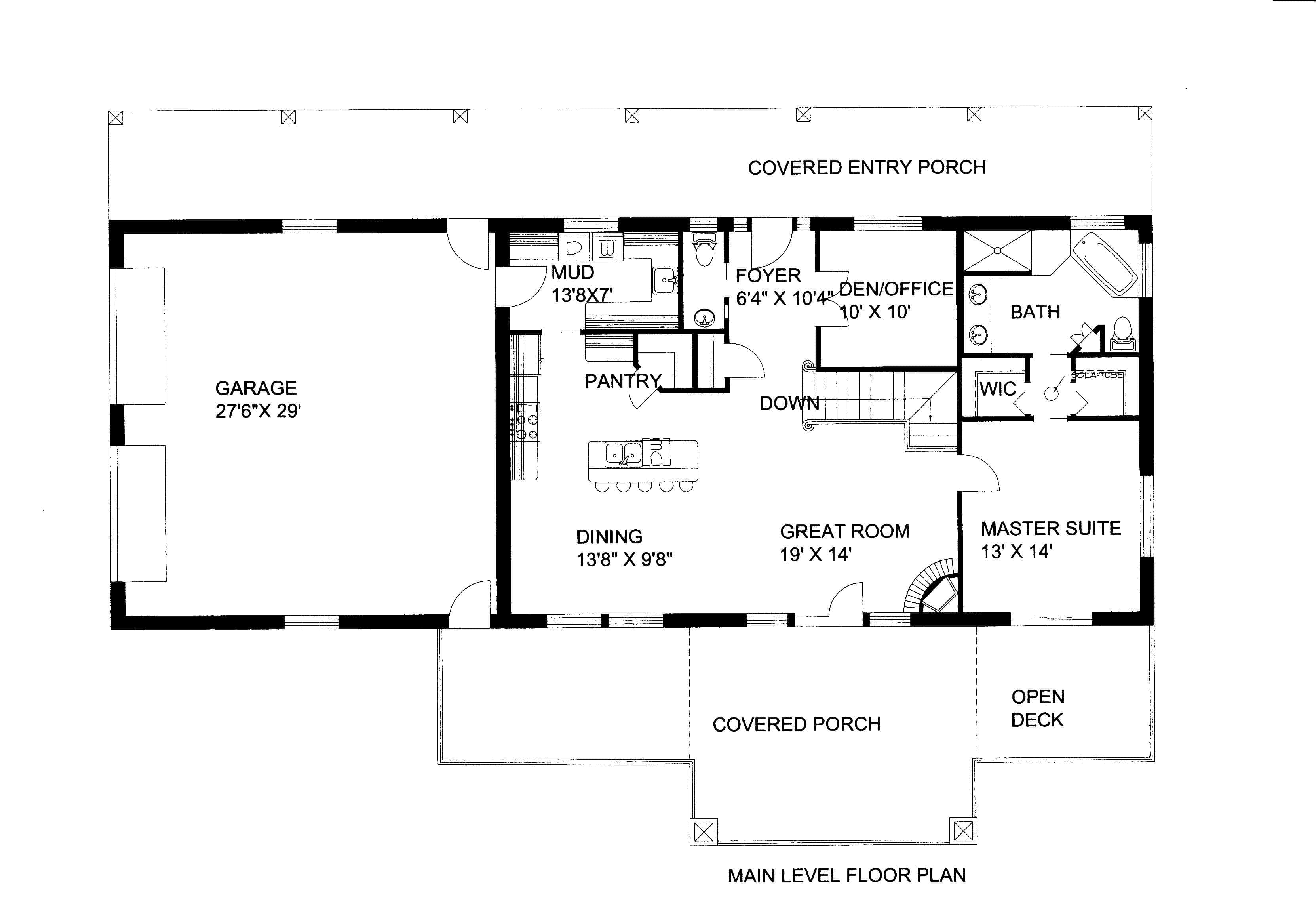 Main Level of Small House Plans #132-1718