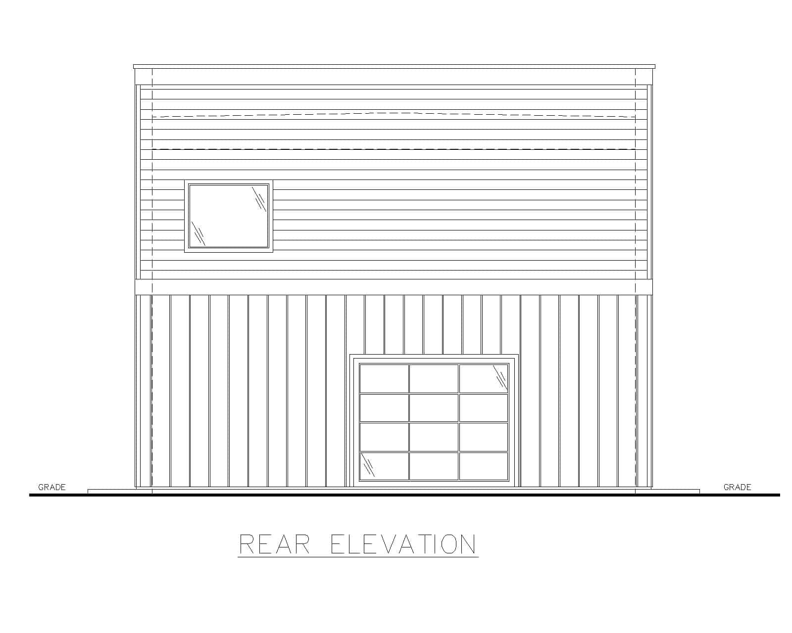 Home Plan Rear Elevation of this 0-Bedroom,1024 Sq Ft Plan -132-1719