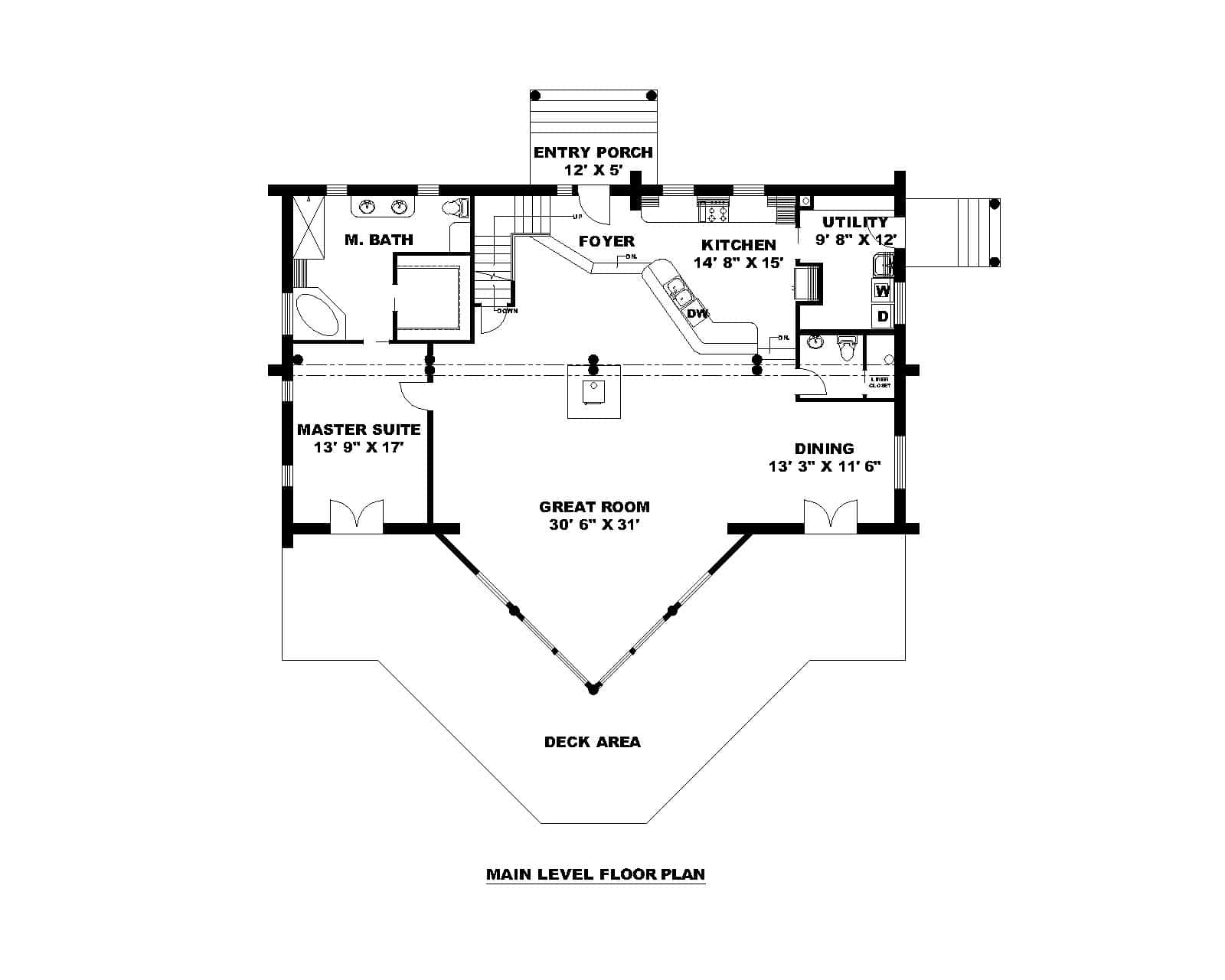 Main Level of Cabin Plan #132-1720