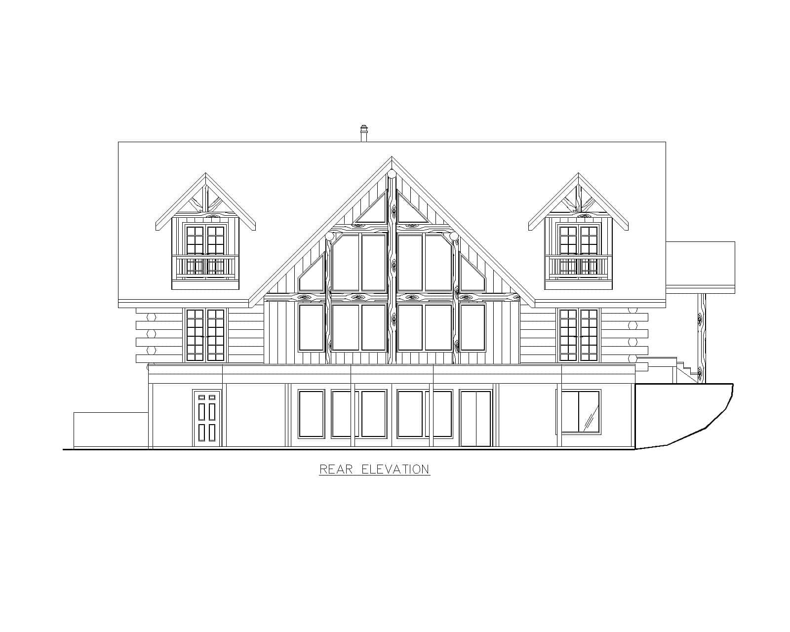 Home Plan Rear Elevation of this 3-Bedroom,3362 Sq Ft Plan -132-1720